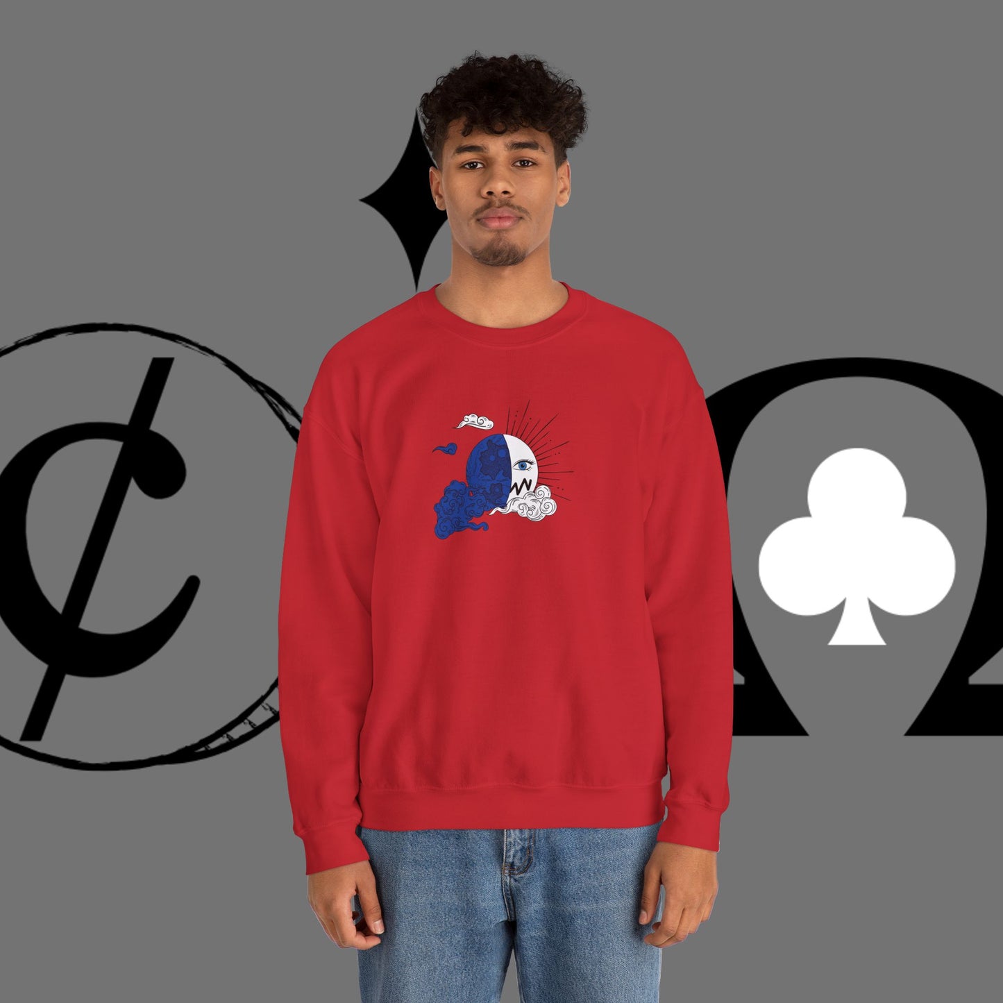 Ocean Wave Crewneck Sweatshirt — Minimal Blue Surf Graphic