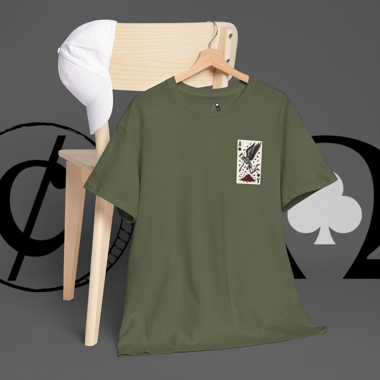 Ace of Crows T‑Shirt — Gothic Playing Card Tee with Raven & Blood Drop Design