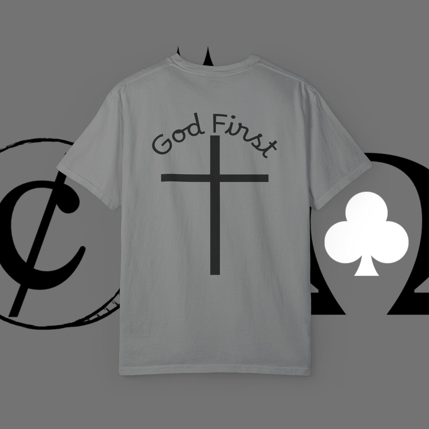 God First Cross T-Shirt — Faith-Based Christian Tee ("God First" Back Print)
