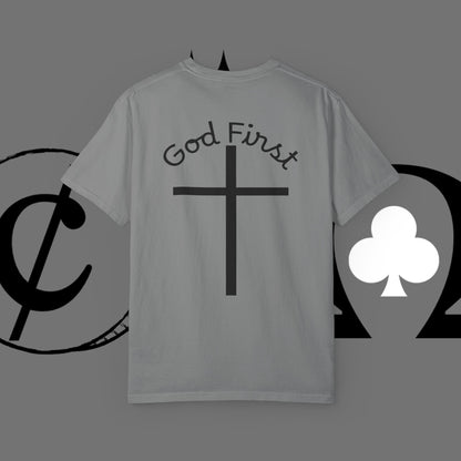 God First Cross T-Shirt — Faith-Based Christian Tee ("God First" Back Print)