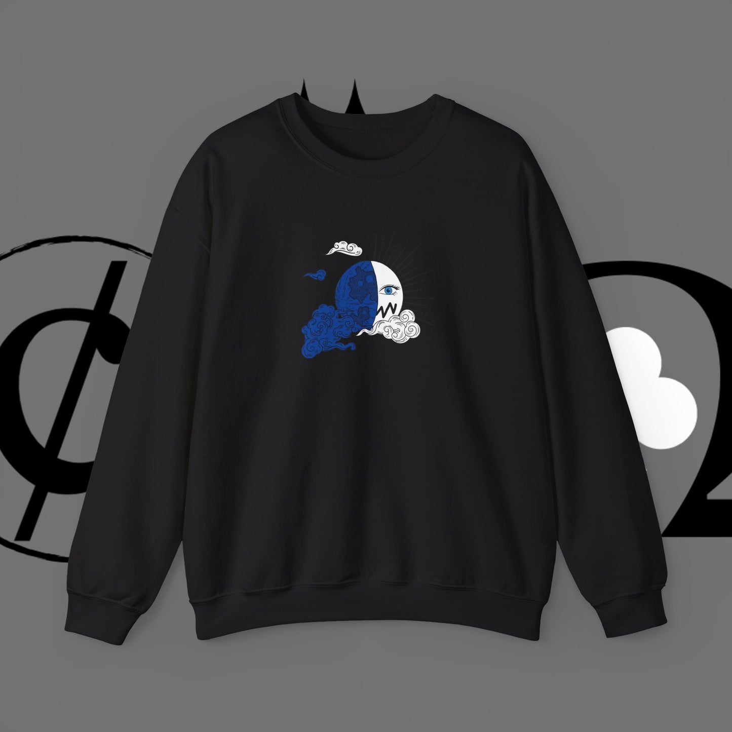 Ocean Wave Crewneck Sweatshirt — Minimal Blue Surf Graphic
