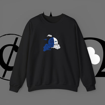 Ocean Wave Crewneck Sweatshirt — Minimal Blue Surf Graphic