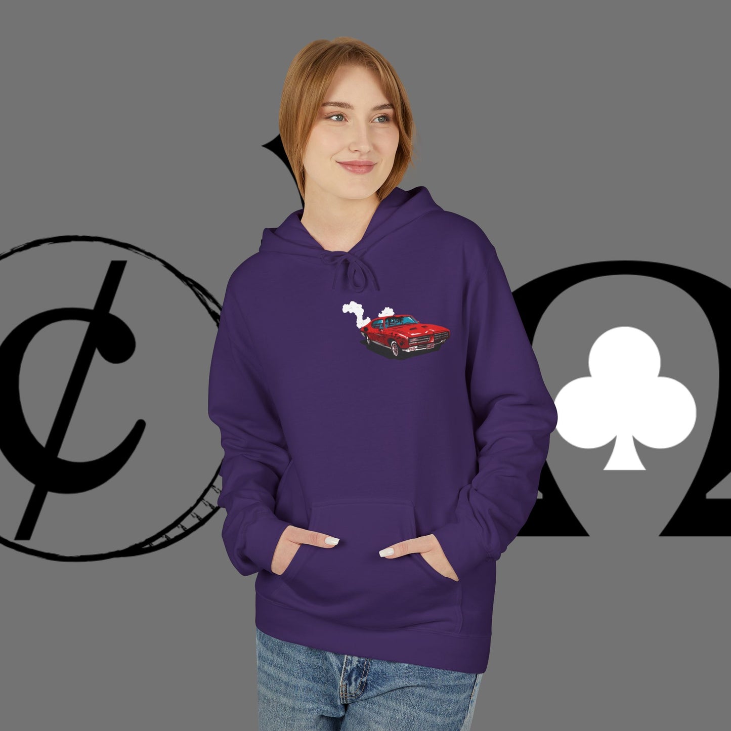 Auto Tech Hoodie — Red Car & Engine Diagram Graphic