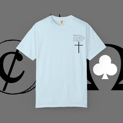 God First Cross T-Shirt — Faith-Based Christian Tee ("God First" Back Print)