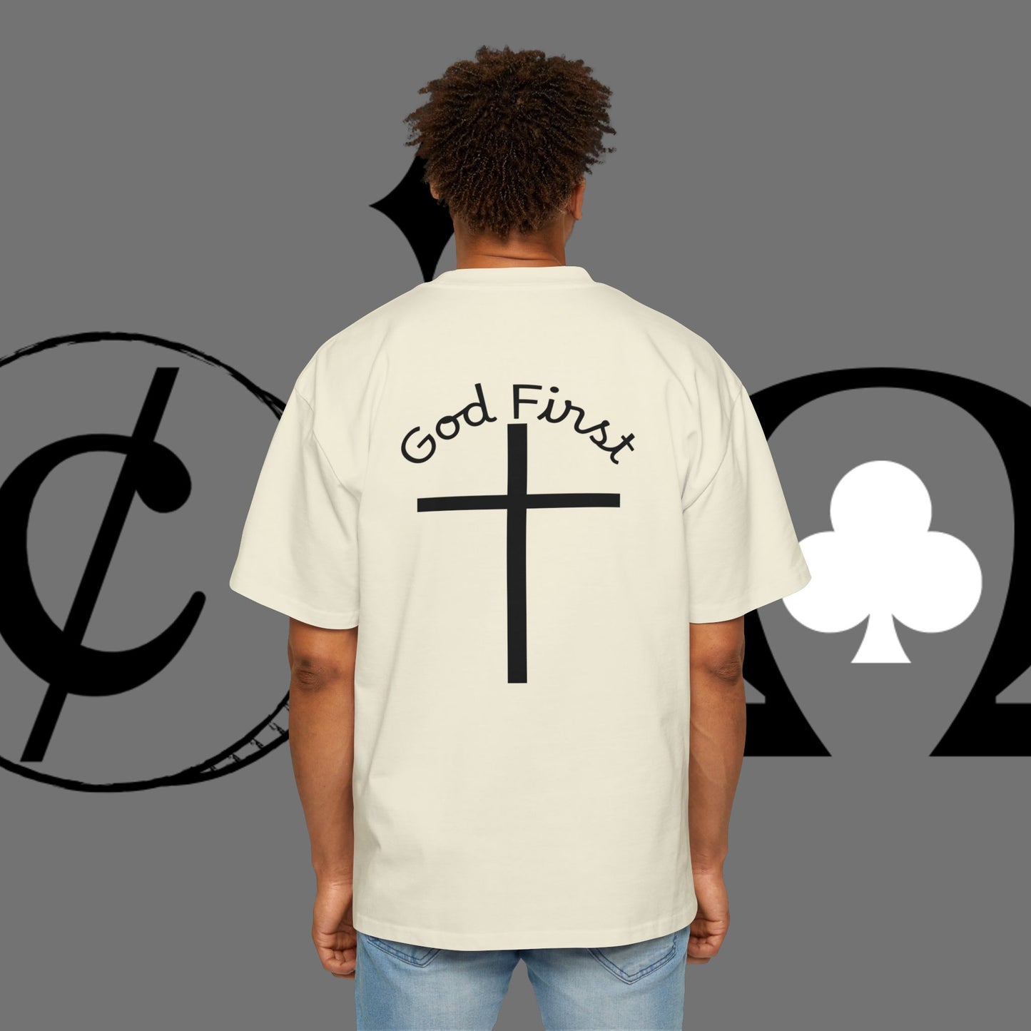 Action Symbol Tee — Minimal Graphic Men's Oversized T-Shirt