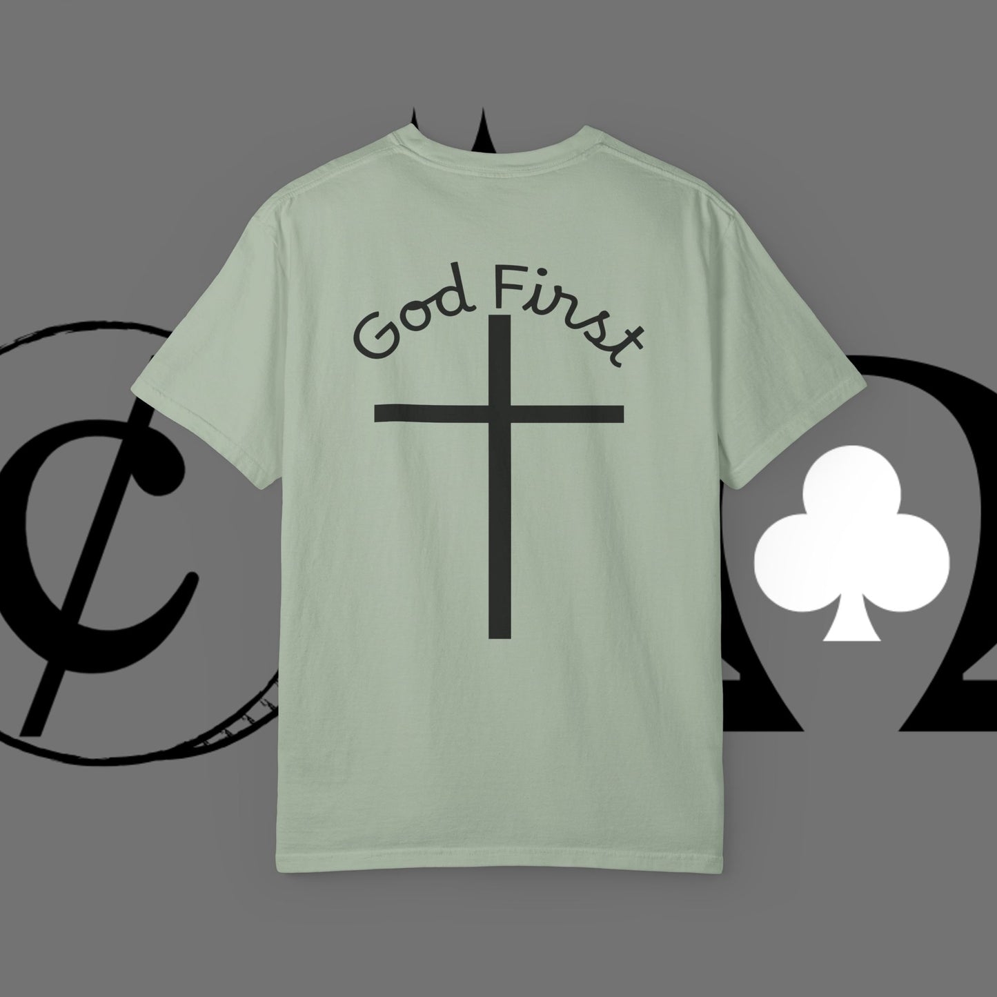 God First Cross T-Shirt — Faith-Based Christian Tee ("God First" Back Print)