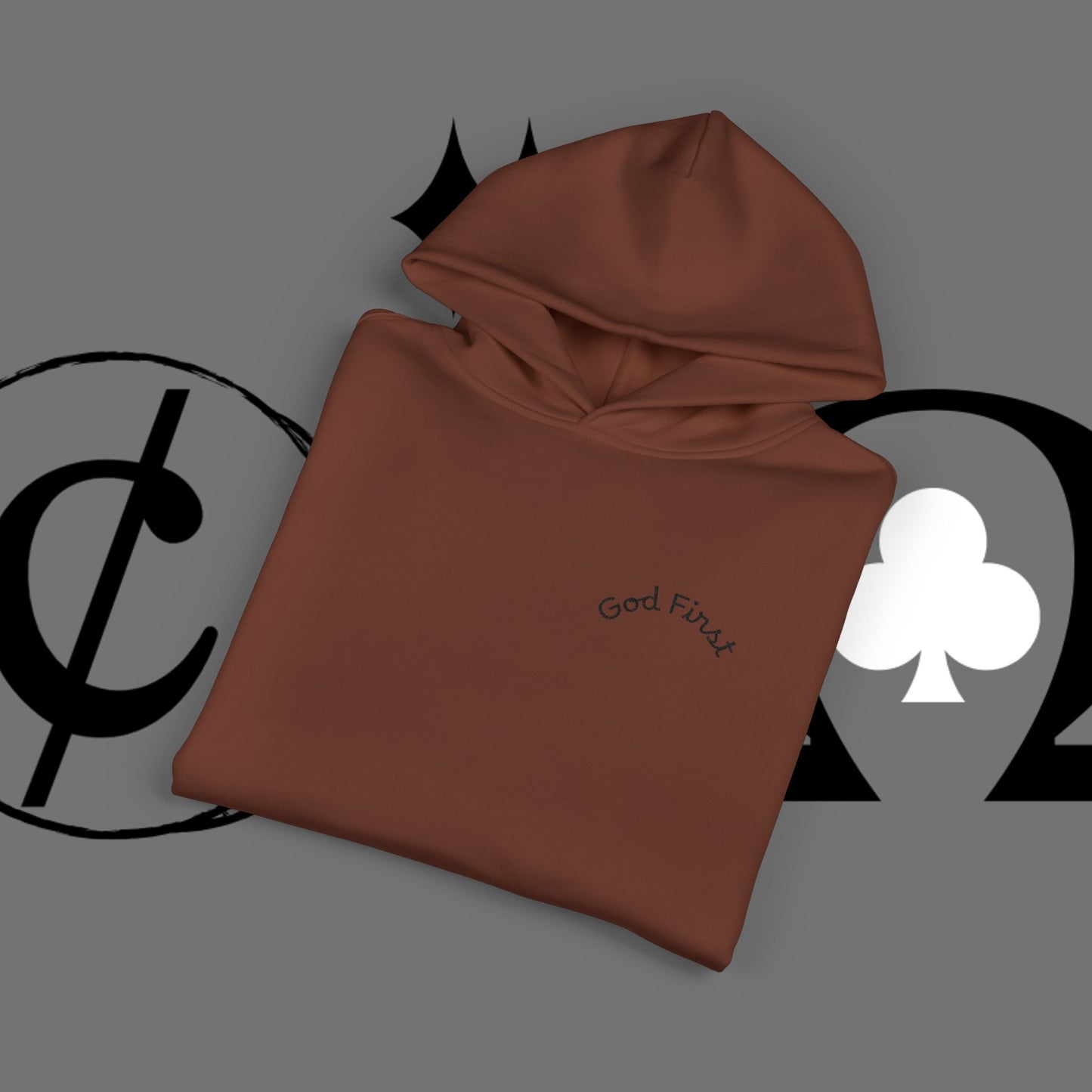 Diamond Floral Hoodie — Minimal White Relaxed Hoodie with Black Floral Emblem