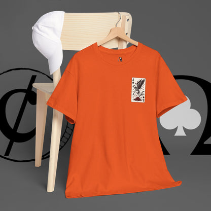 Ace of Crows T‑Shirt — Gothic Playing Card Tee with Raven & Blood Drop Design