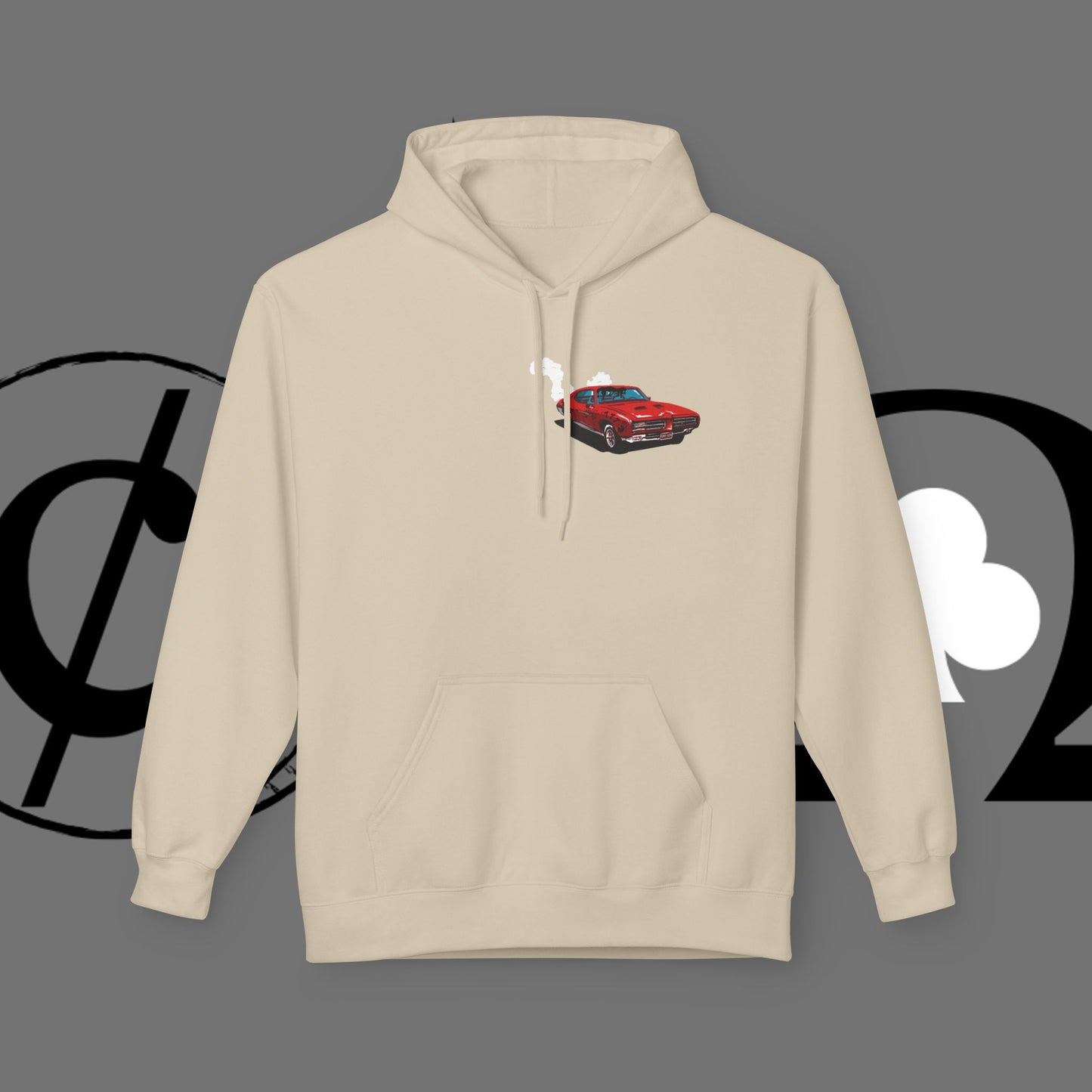 Auto Tech Hoodie — Red Car & Engine Diagram Graphic