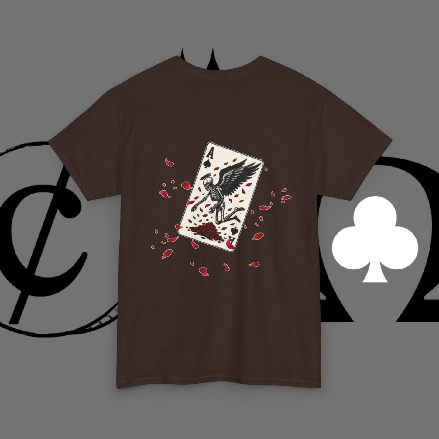 Ace of Crows T‑Shirt — Gothic Playing Card Tee with Raven & Blood Drop Design