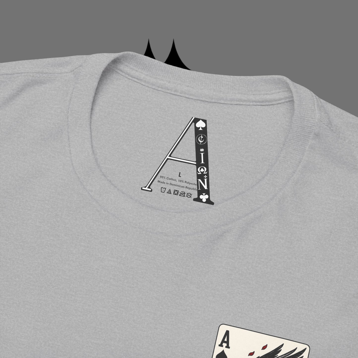 Ace of Crows T‑Shirt — Gothic Playing Card Tee with Raven & Blood Drop Design