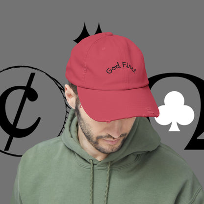 God First Distressed Dad Hat