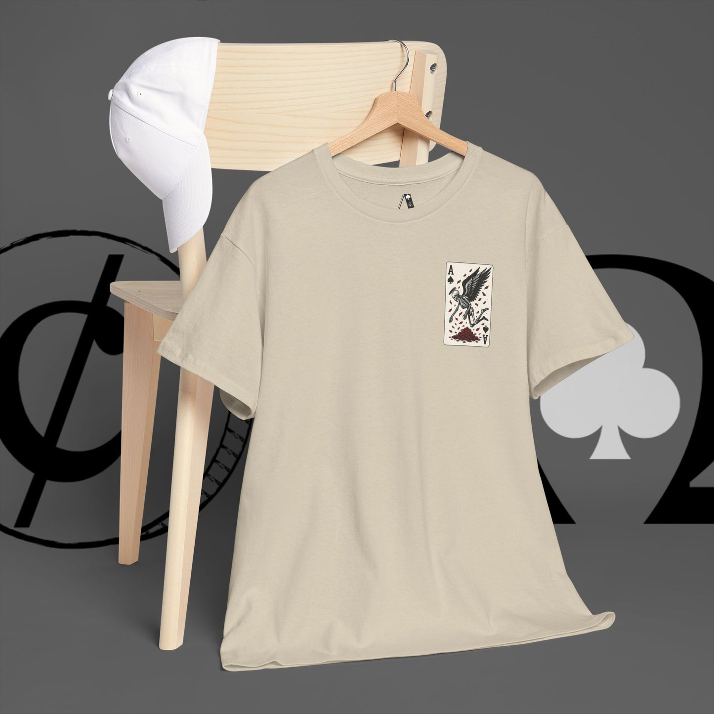 Ace of Crows T‑Shirt — Gothic Playing Card Tee with Raven & Blood Drop Design