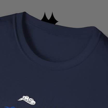 Ocean Wave Graphic T-Shirt — Blue Surf Sunset Design