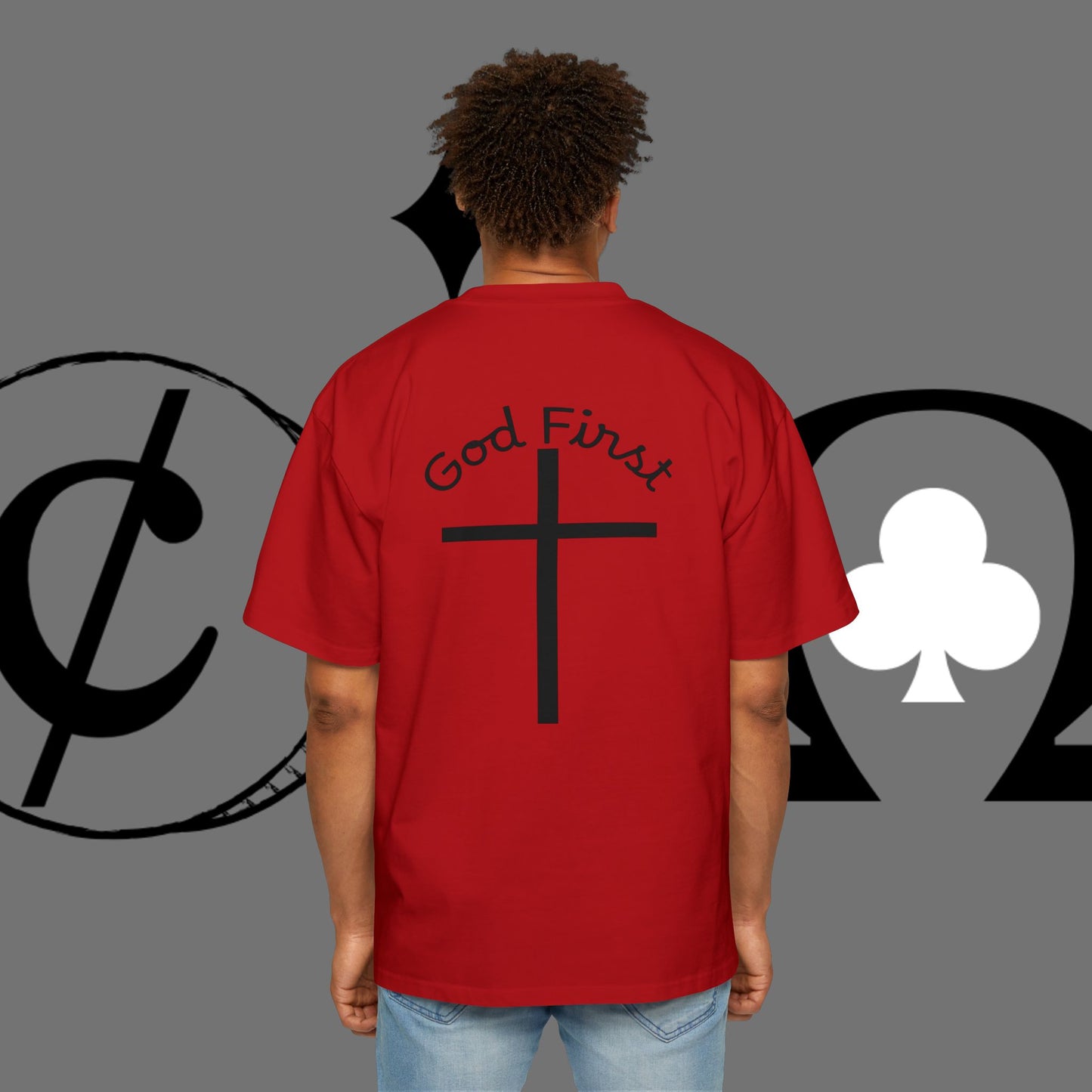 Action Symbol Tee — Minimal Graphic Men's Oversized T-Shirt