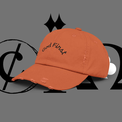 God First Distressed Dad Hat