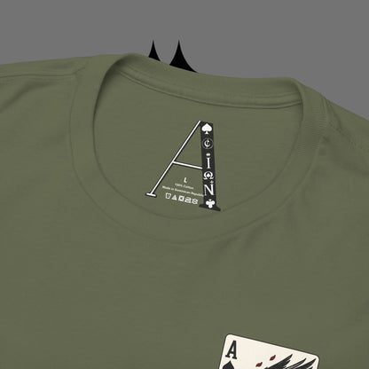 Ace of Crows T‑Shirt — Gothic Playing Card Tee with Raven & Blood Drop Design