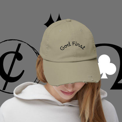 God First Distressed Dad Hat