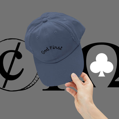 God First Distressed Dad Hat