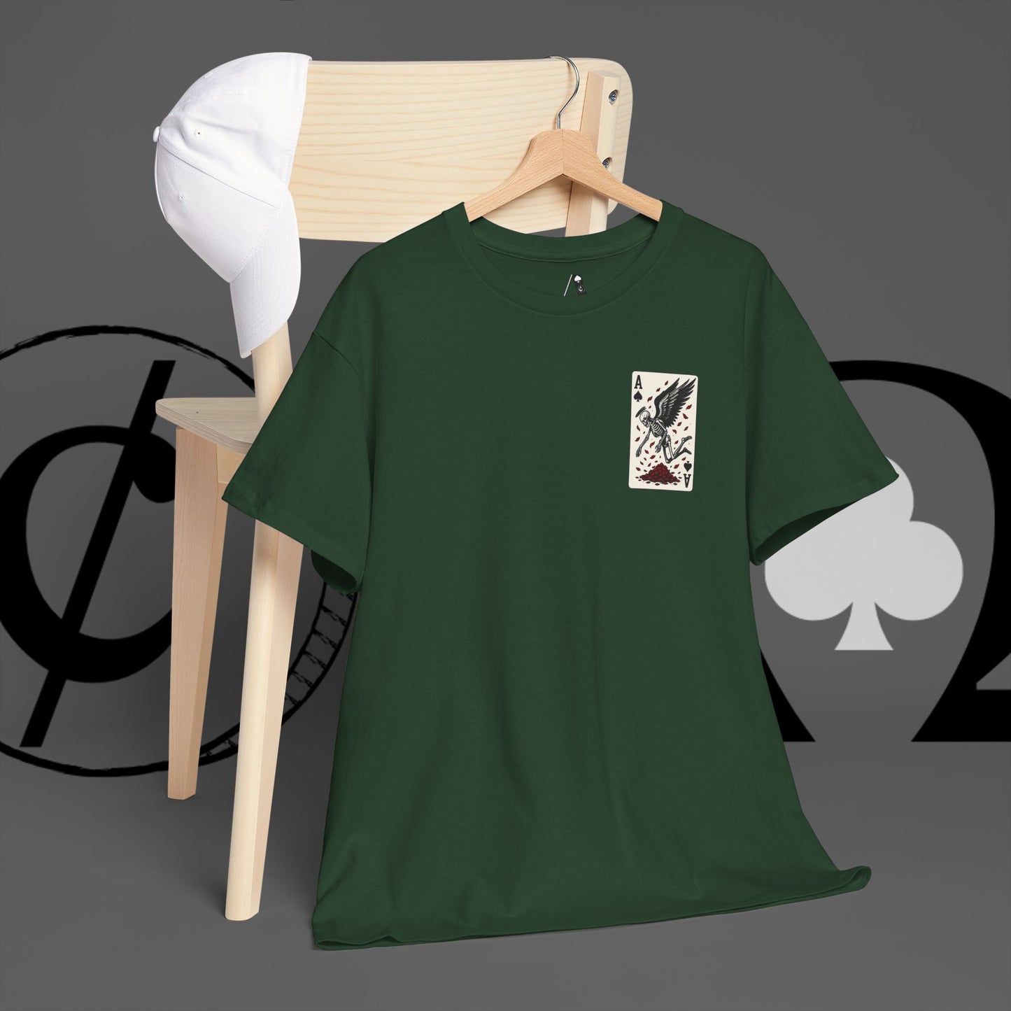 Ace of Crows T‑Shirt — Gothic Playing Card Tee with Raven & Blood Drop Design