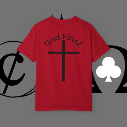 God First Cross T-Shirt — Faith-Based Christian Tee ("God First" Back Print)
