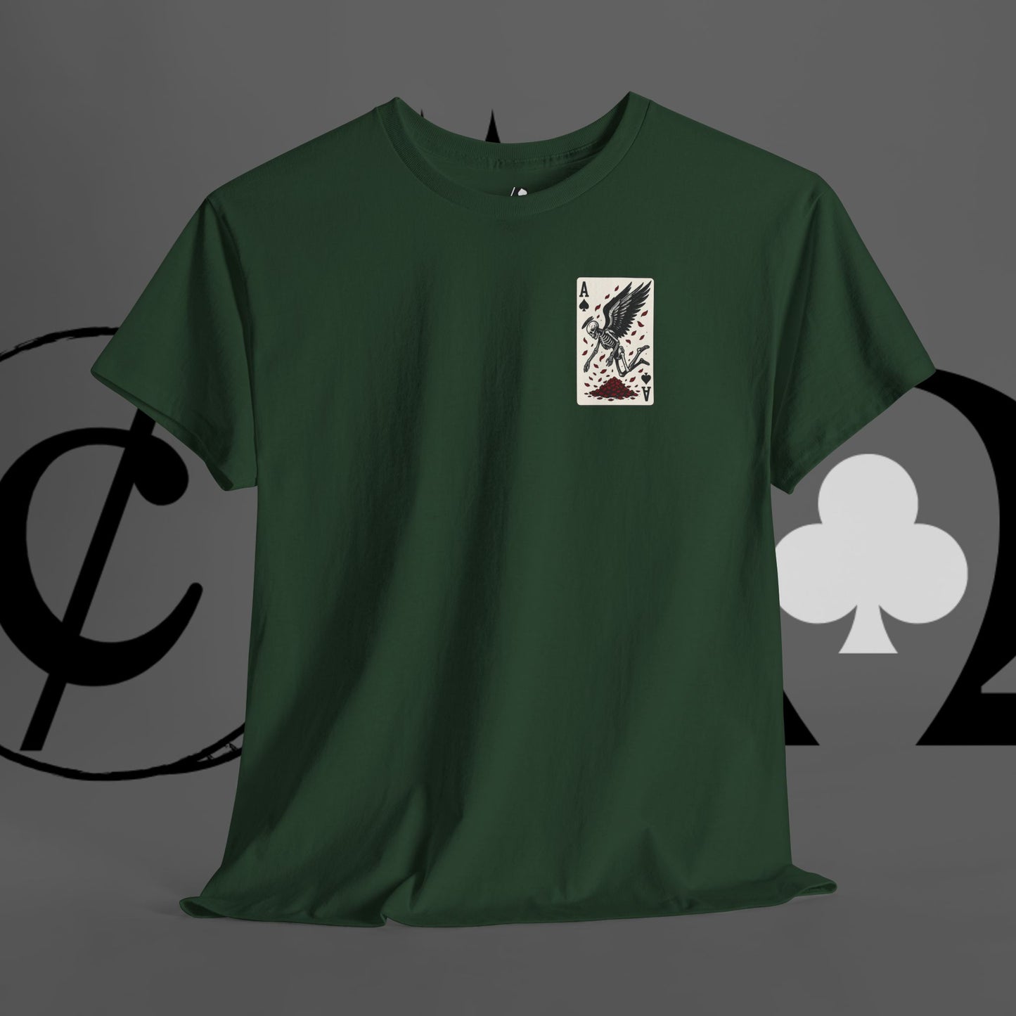 Ace of Crows T‑Shirt — Gothic Playing Card Tee with Raven & Blood Drop Design