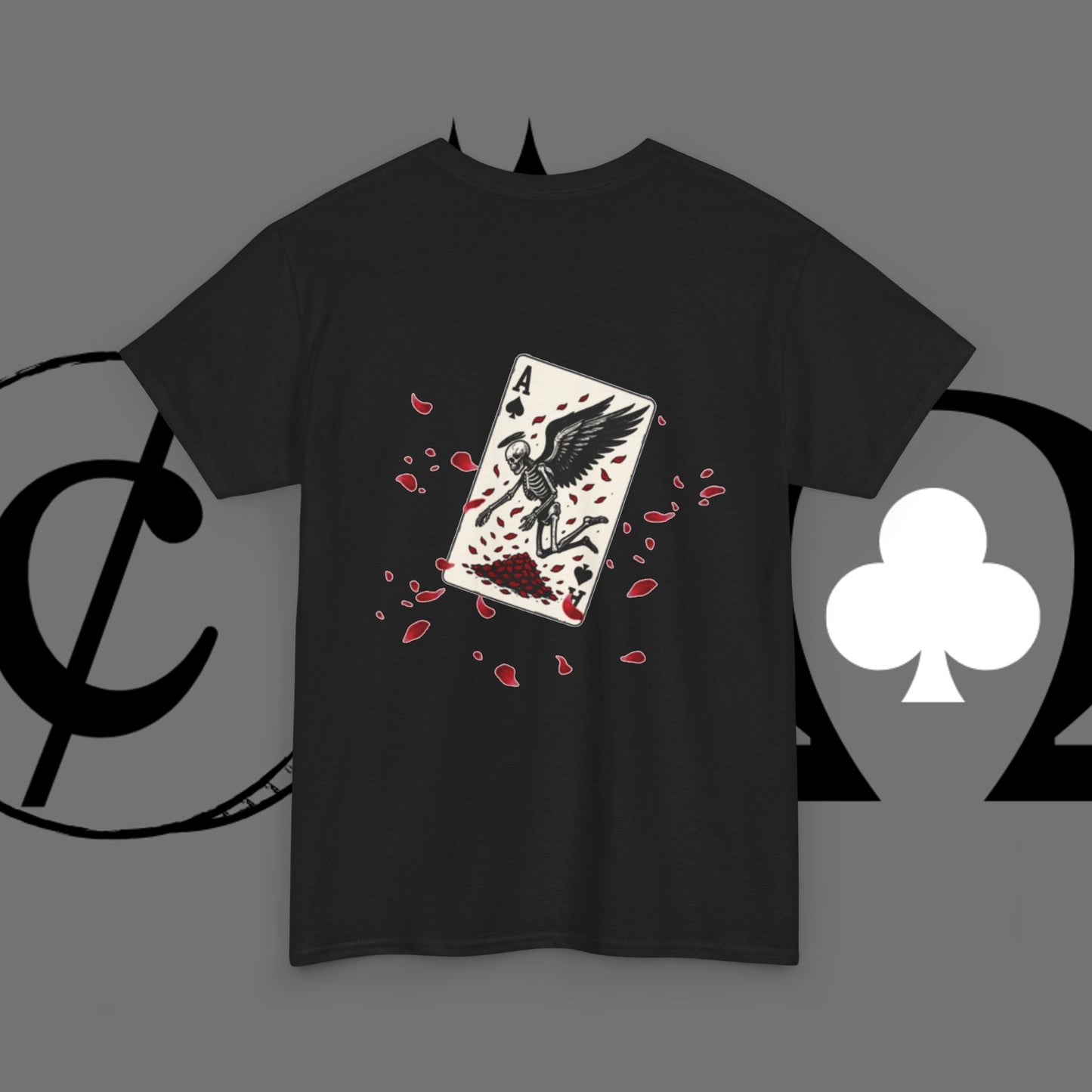 Ace of Crows T‑Shirt — Gothic Playing Card Tee with Raven & Blood Drop Design
