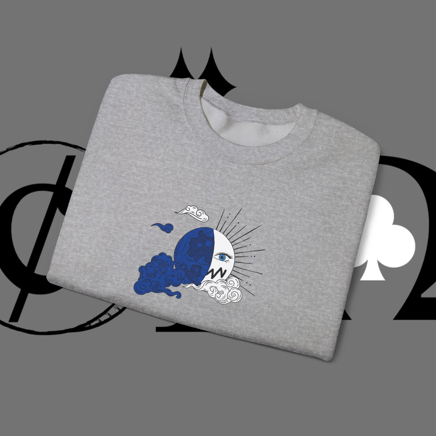 Ocean Wave Crewneck Sweatshirt — Minimal Blue Surf Graphic