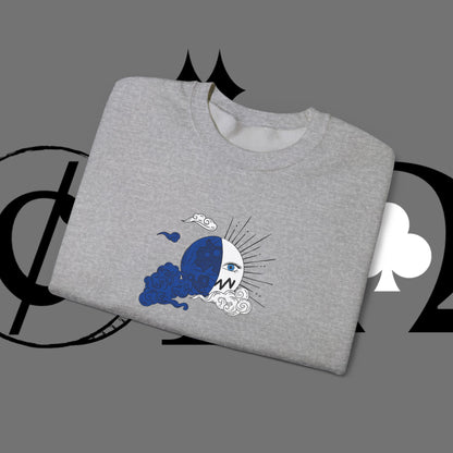 Ocean Wave Crewneck Sweatshirt — Minimal Blue Surf Graphic