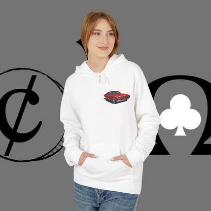 Auto Tech Hoodie — Red Car & Engine Diagram Graphic