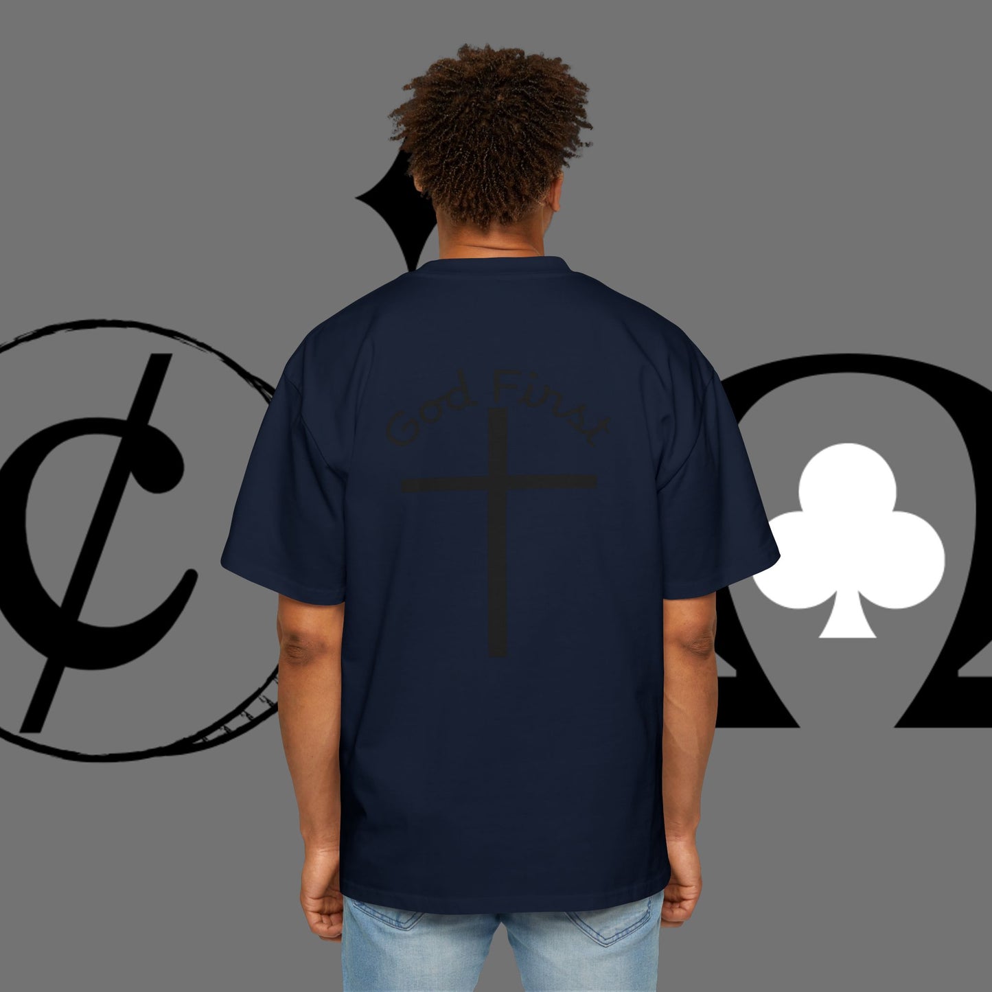 Action Symbol Tee — Minimal Graphic Men's Oversized T-Shirt