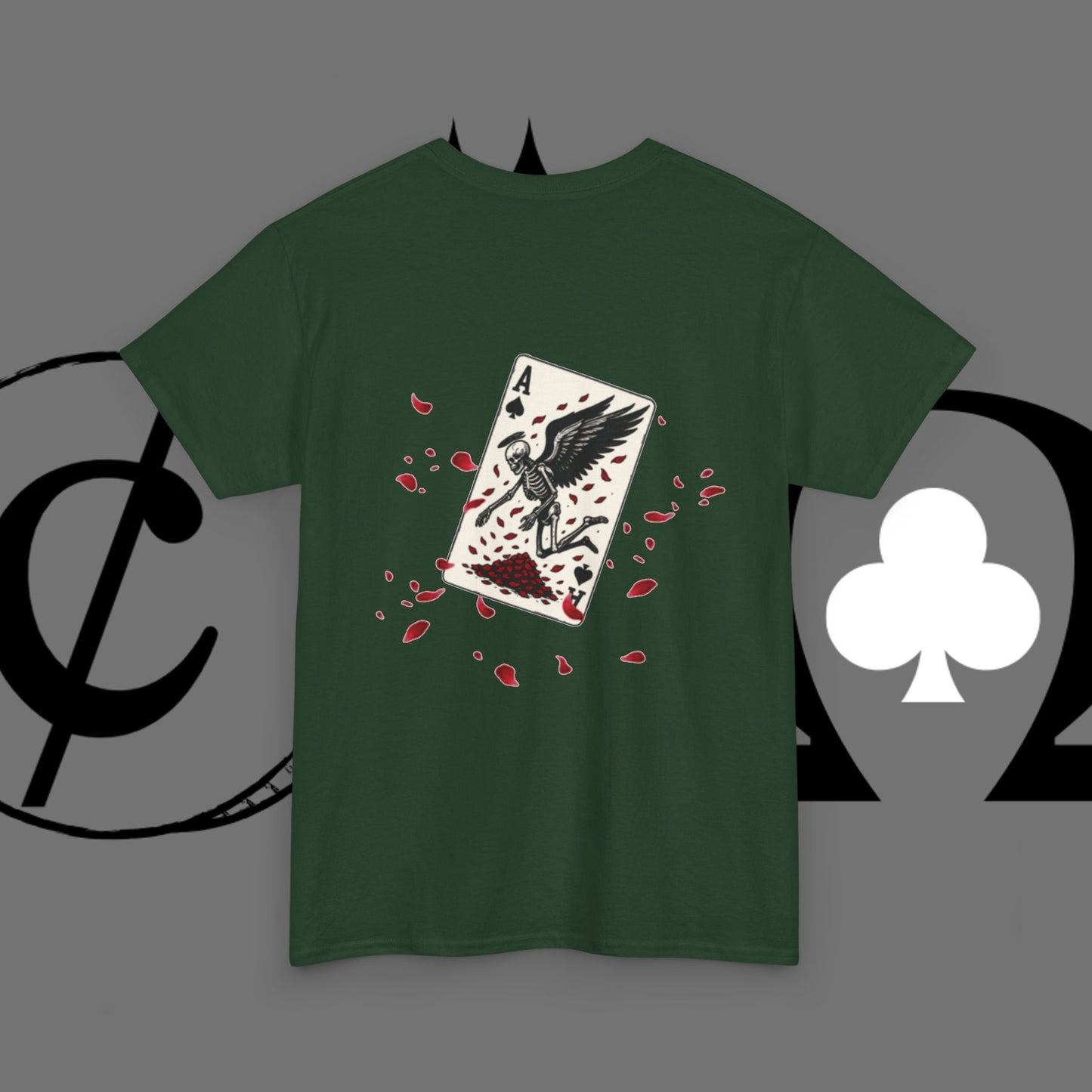 Ace of Crows T‑Shirt — Gothic Playing Card Tee with Raven & Blood Drop Design