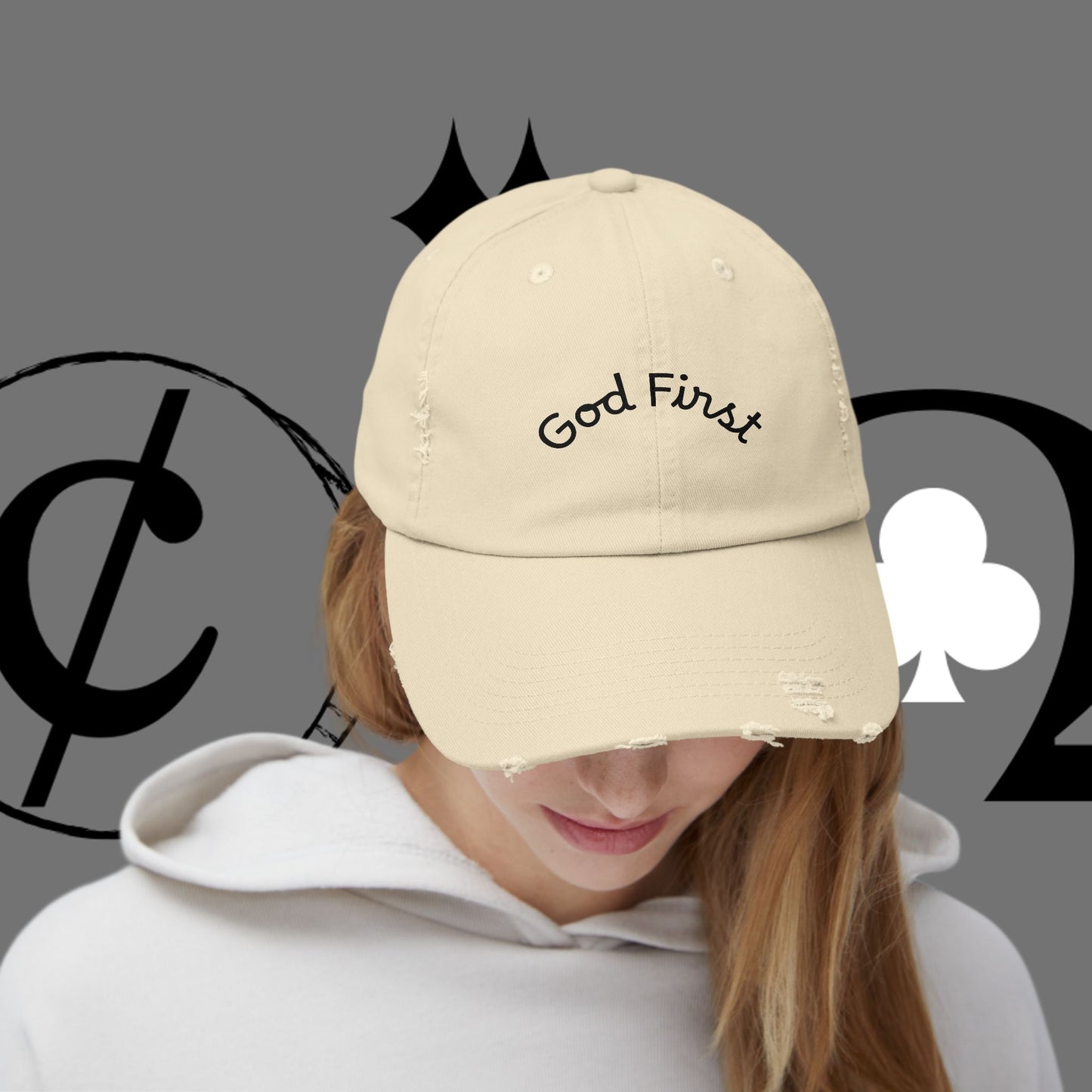 God First Distressed Dad Hat