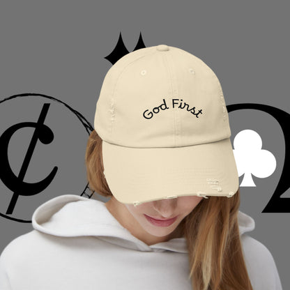 God First Distressed Dad Hat