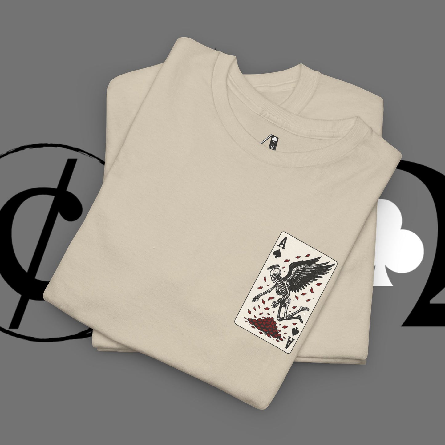 Ace of Crows T‑Shirt — Gothic Playing Card Tee with Raven & Blood Drop Design