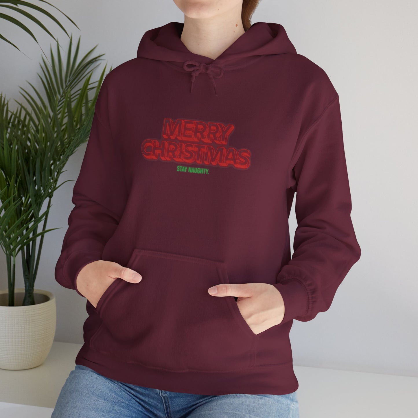 Christmas Hoodie — 'Merry Christmas' Front & 'Naughty is the New Nice' Back Holiday Hoodie