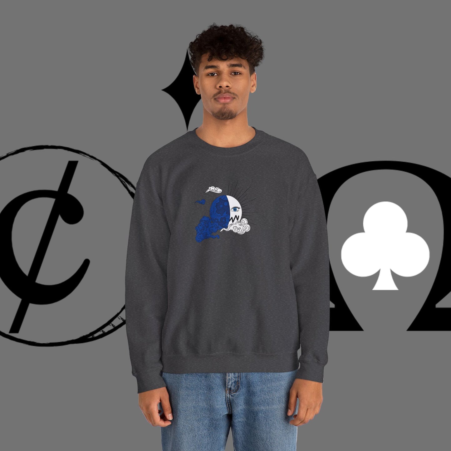 Ocean Wave Crewneck Sweatshirt — Minimal Blue Surf Graphic