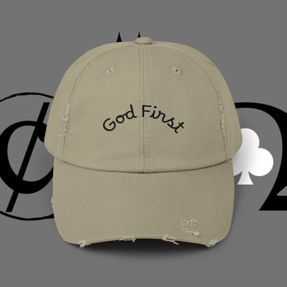 God First Distressed Dad Hat