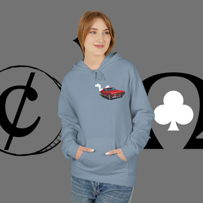 Auto Tech Hoodie — Red Car & Engine Diagram Graphic