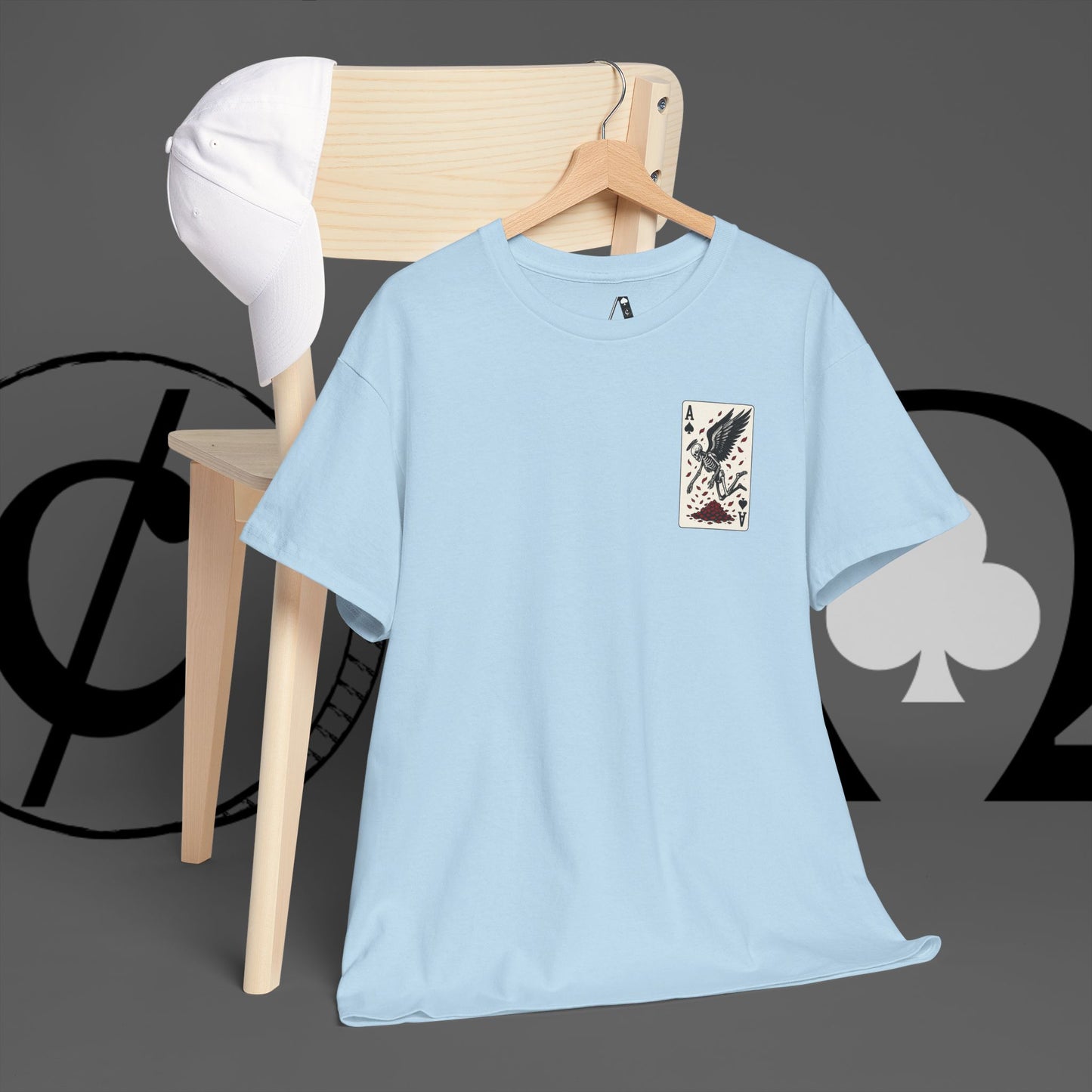 Ace of Crows T‑Shirt — Gothic Playing Card Tee with Raven & Blood Drop Design