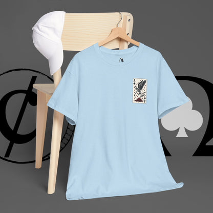 Ace of Crows T‑Shirt — Gothic Playing Card Tee with Raven & Blood Drop Design