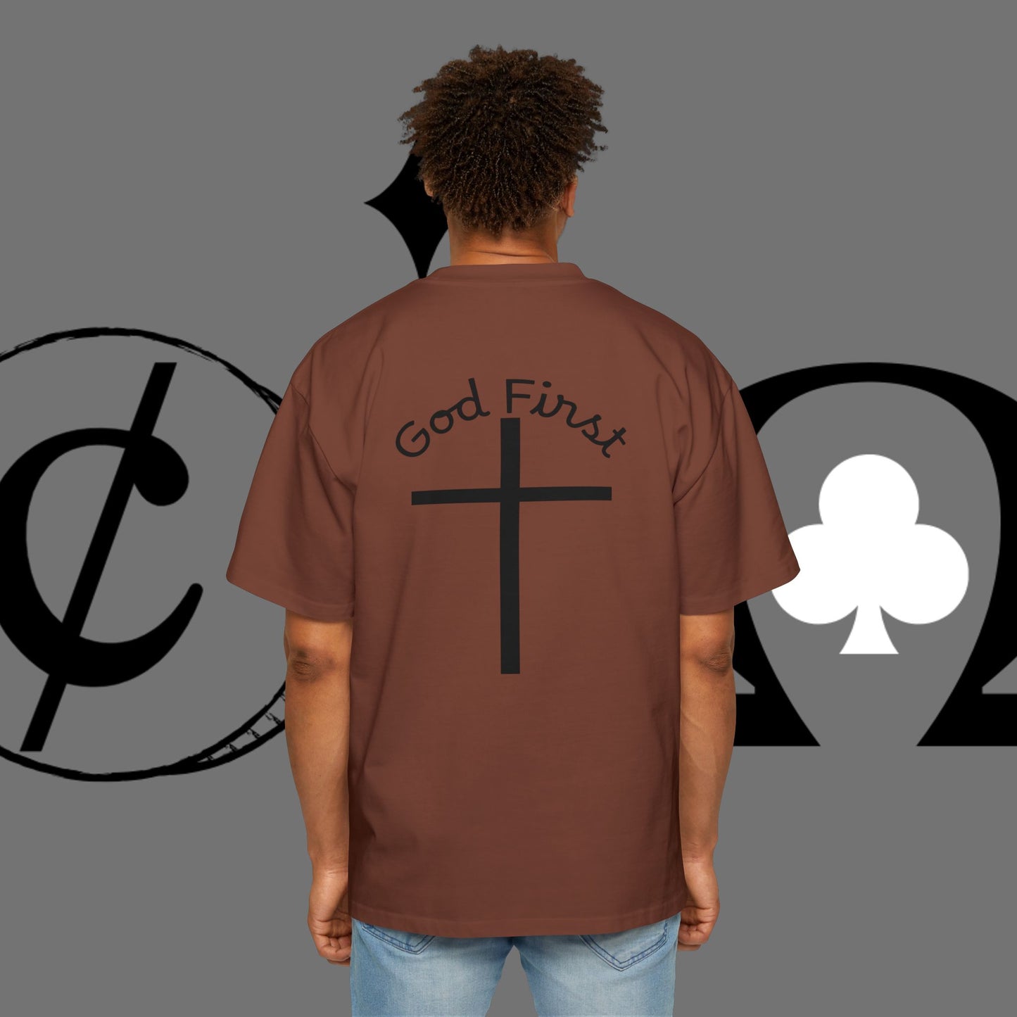 Action Symbol Tee — Minimal Graphic Men's Oversized T-Shirt