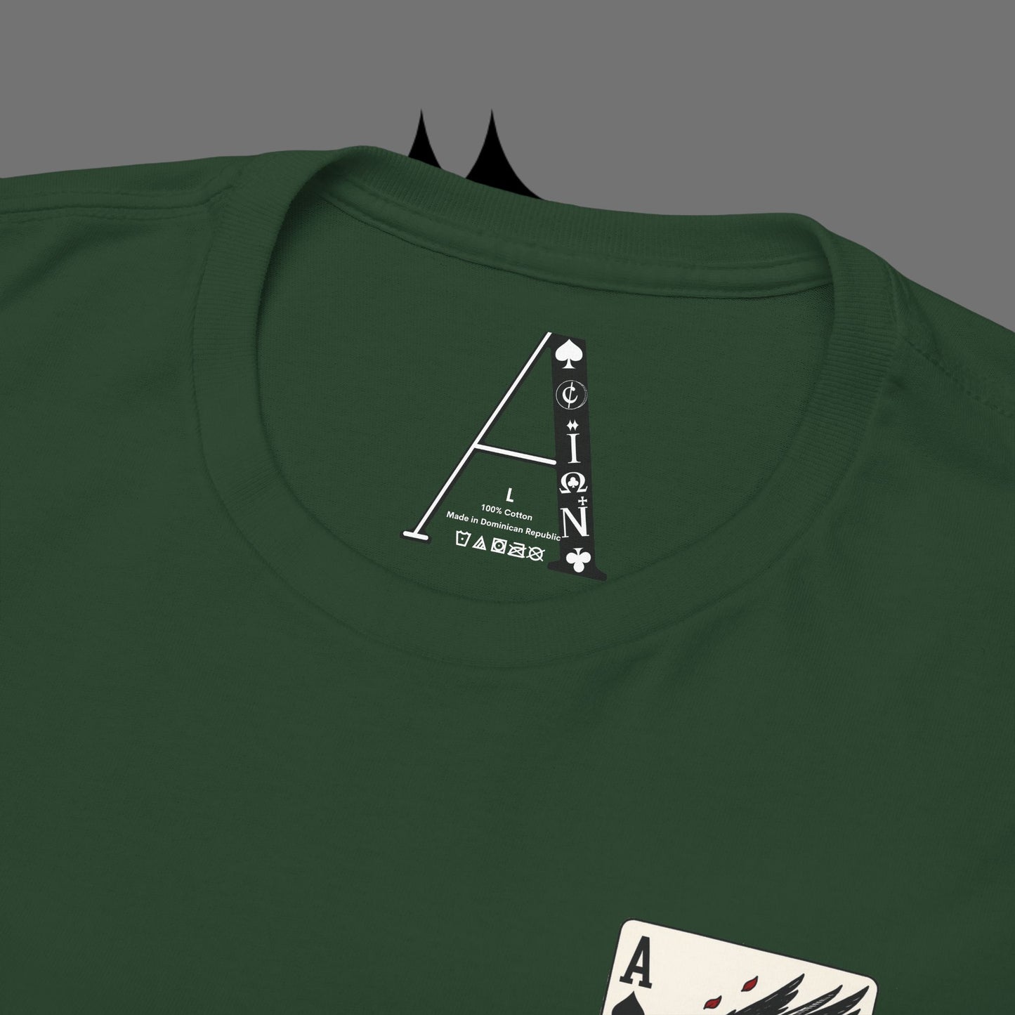 Ace of Crows T‑Shirt — Gothic Playing Card Tee with Raven & Blood Drop Design