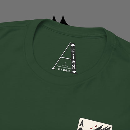 Ace of Crows T‑Shirt — Gothic Playing Card Tee with Raven & Blood Drop Design