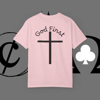 God First Cross T-Shirt — Faith-Based Christian Tee ("God First" Back Print)