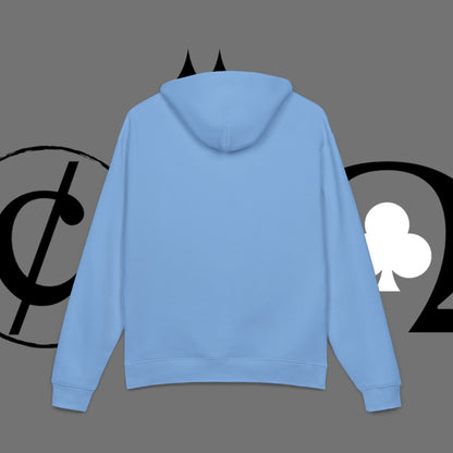 Diamond Floral Hoodie — Minimal White Relaxed Hoodie with Black Floral Emblem