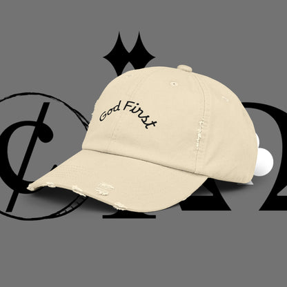 God First Distressed Dad Hat