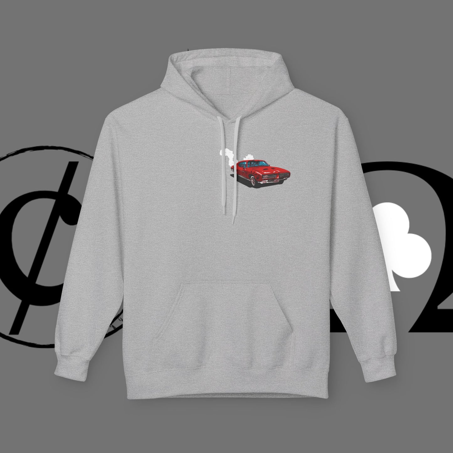 Auto Tech Hoodie — Red Car & Engine Diagram Graphic