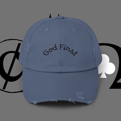 God First Distressed Dad Hat