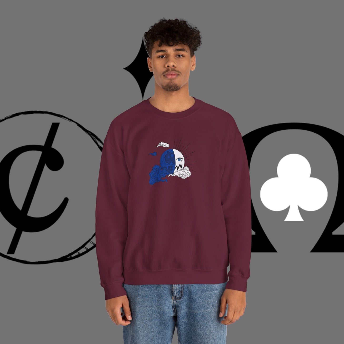 Ocean Wave Crewneck Sweatshirt — Minimal Blue Surf Graphic